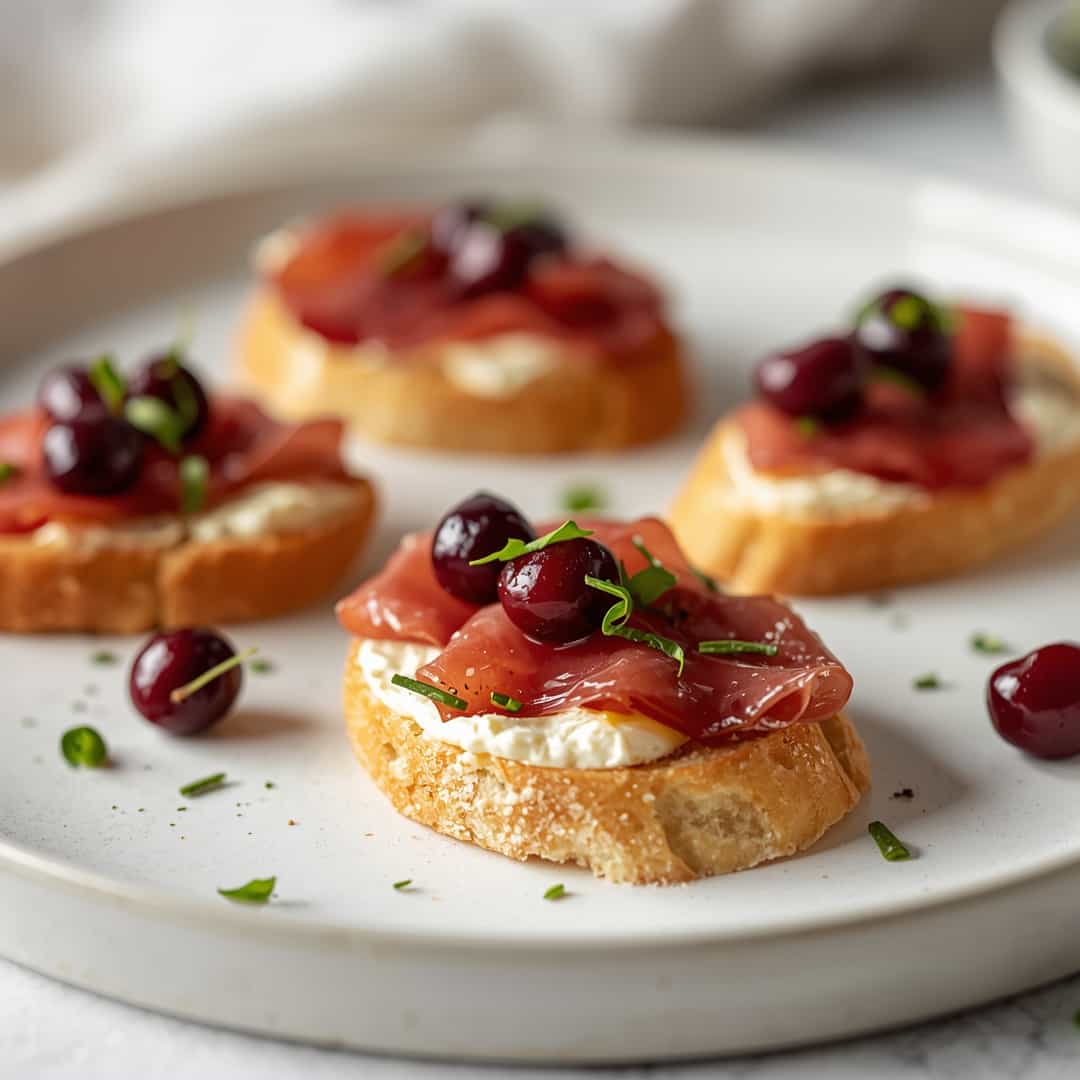 Cranberry Brie Prosciutto Crostini