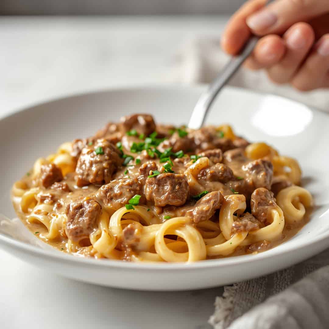 Creamy Ground Beef Stroganoff
