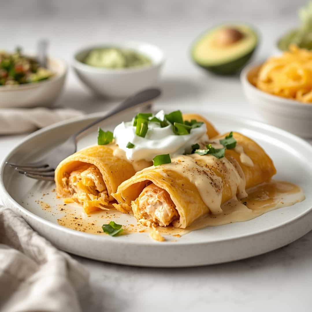 Easy Creamy White Chicken Enchiladas