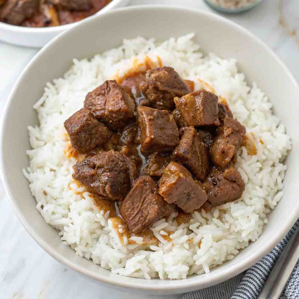 Slow Cooker Beef Tips and Rice