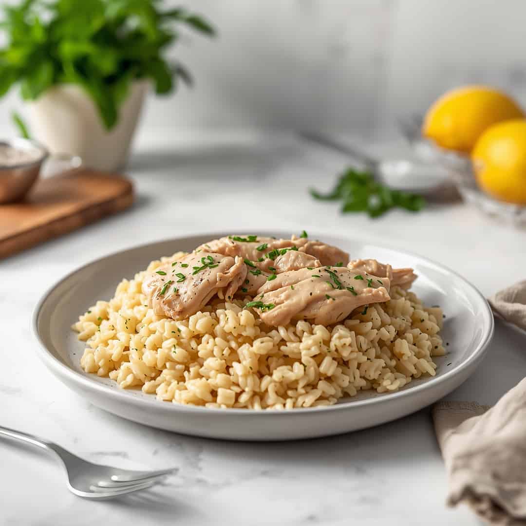 Slow Cooker Lemon Herb Chicken Rice