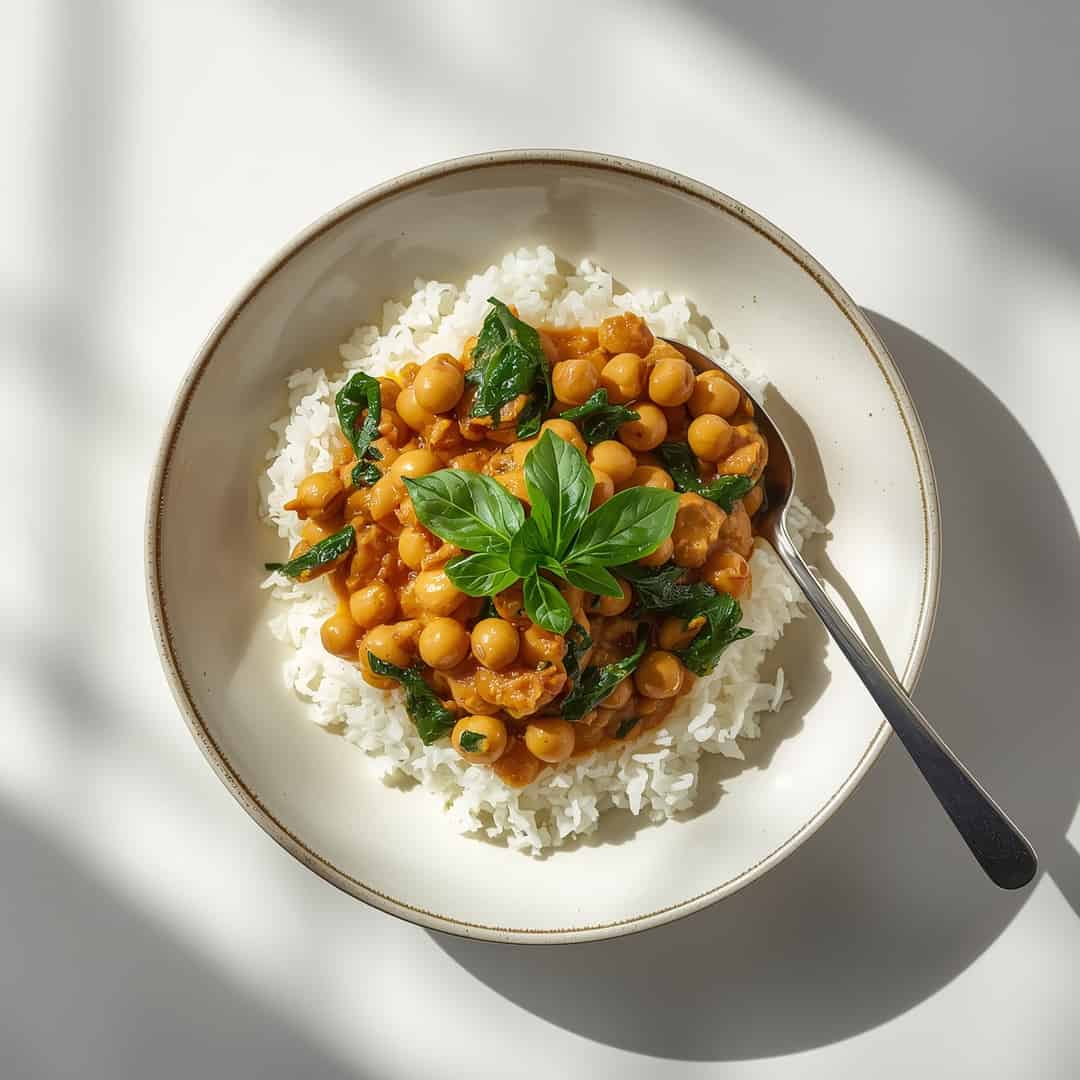black eyed peas curry with spinach