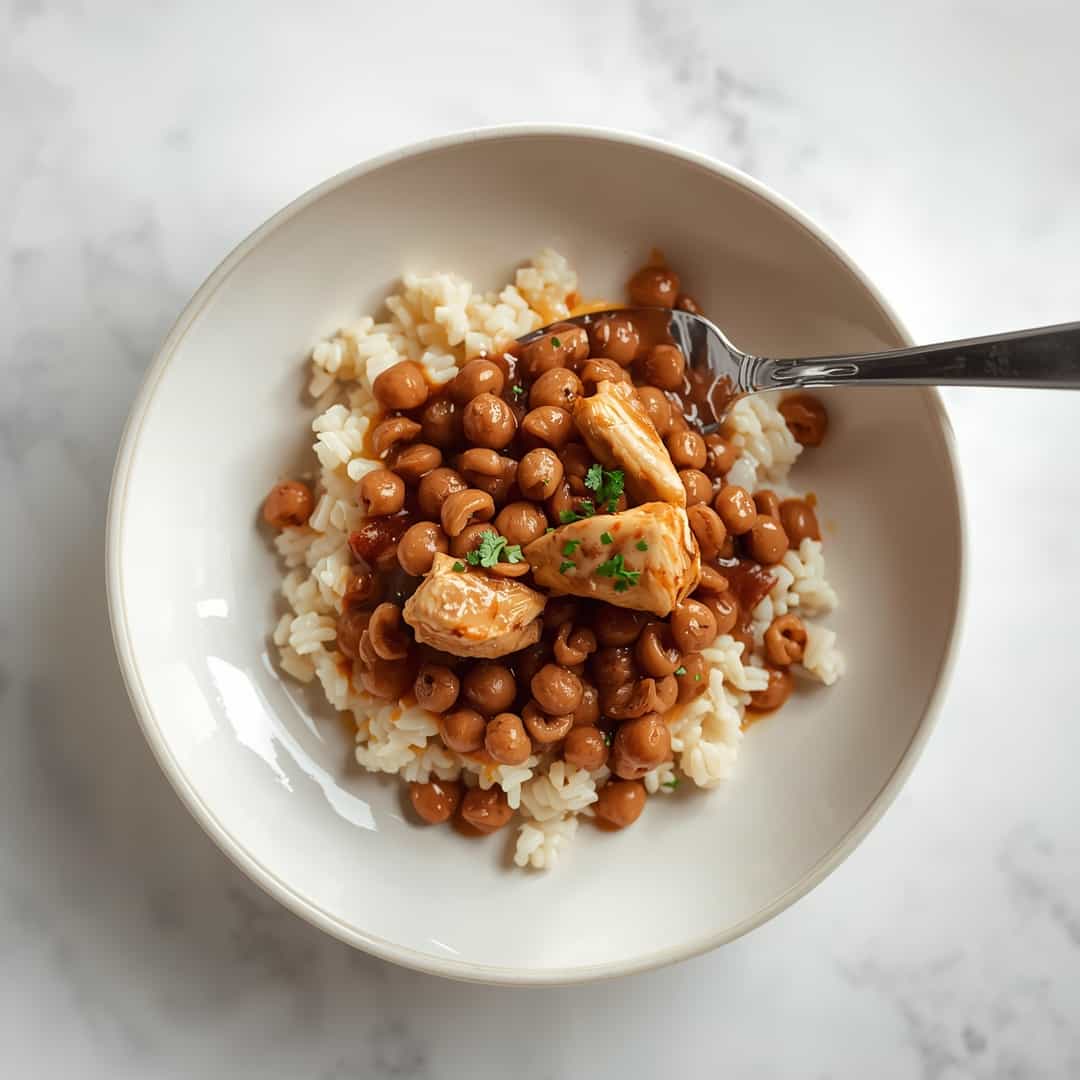 chicken rice black eyed peas