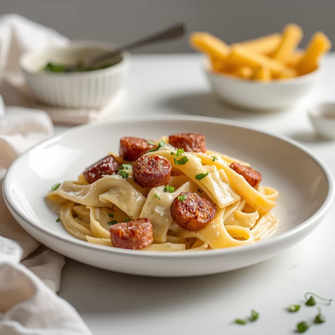 Cream Cheese Smoked Sausage Pasta