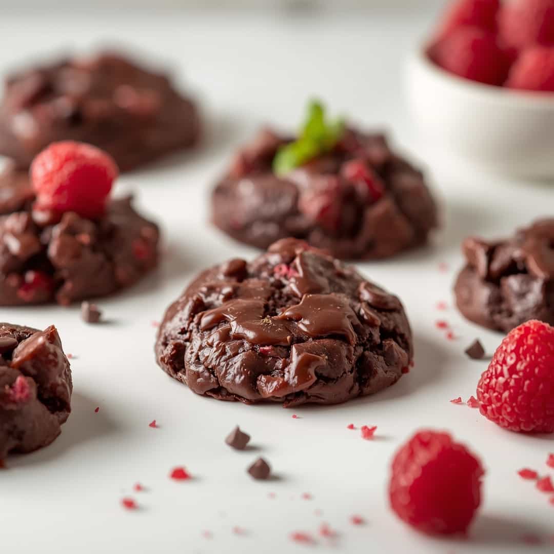 Fudgy Raspberry Chocolate Cookies