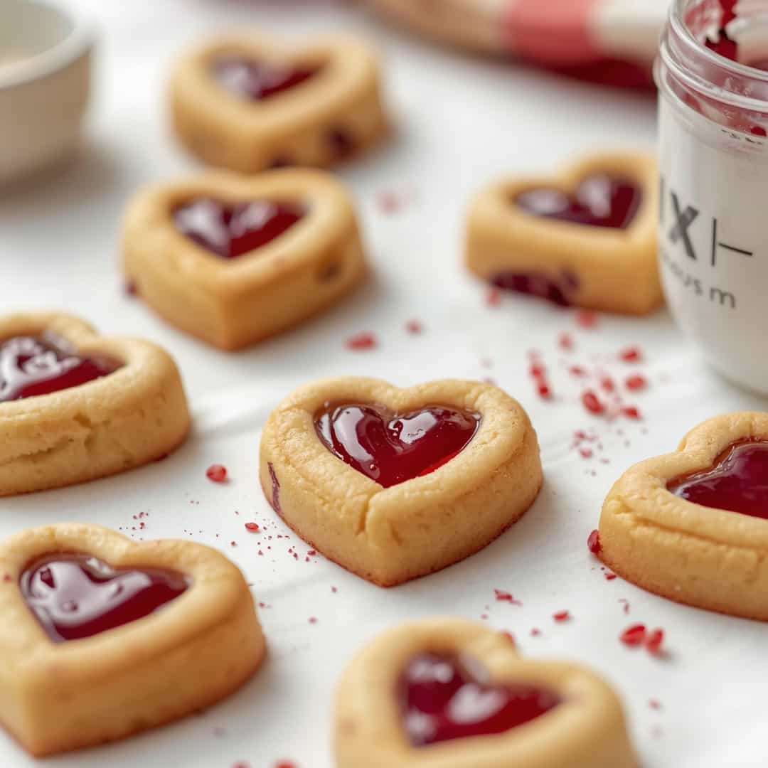 Heart Jam Thumbprint Cookies