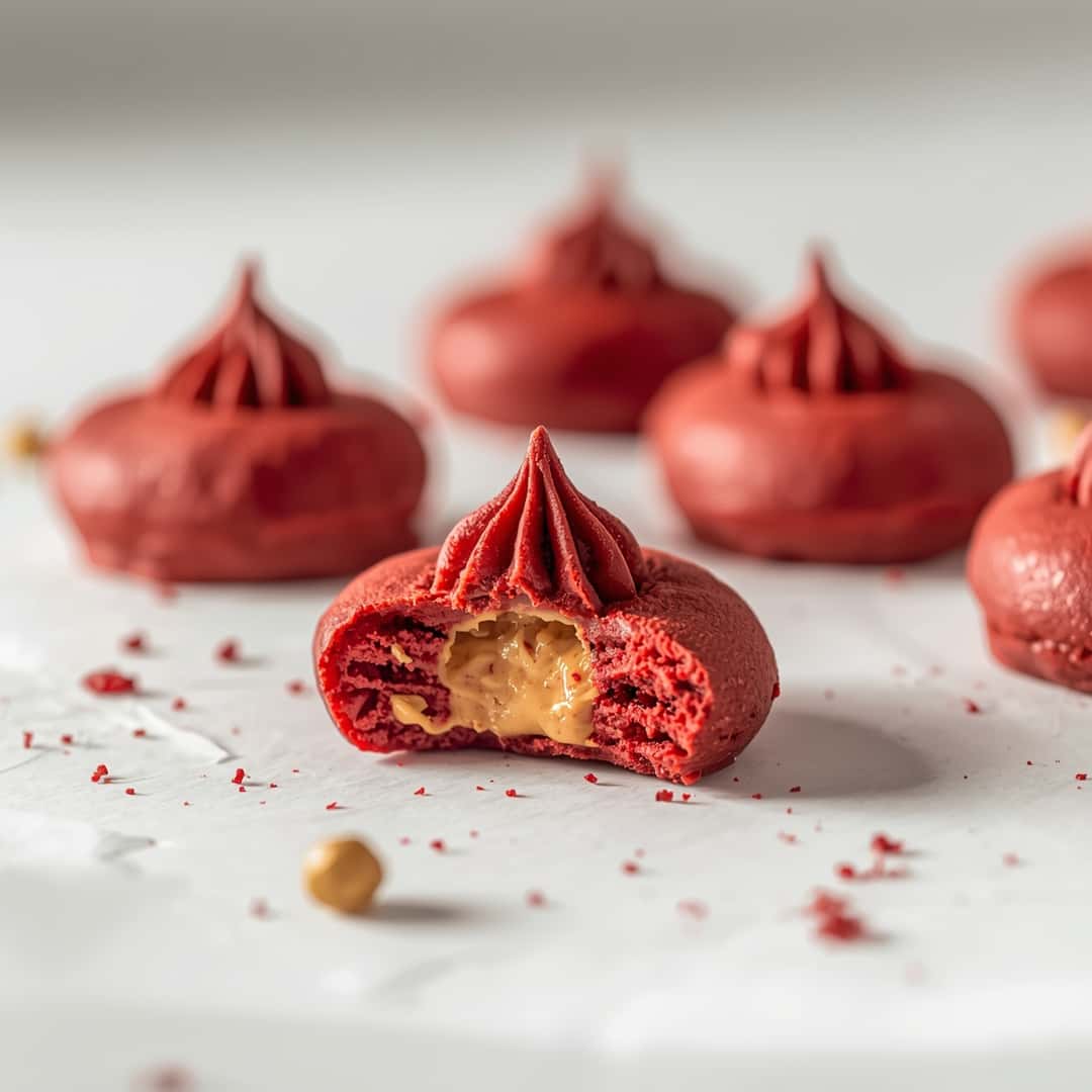 Red Velvet Peanut Butter Blossoms