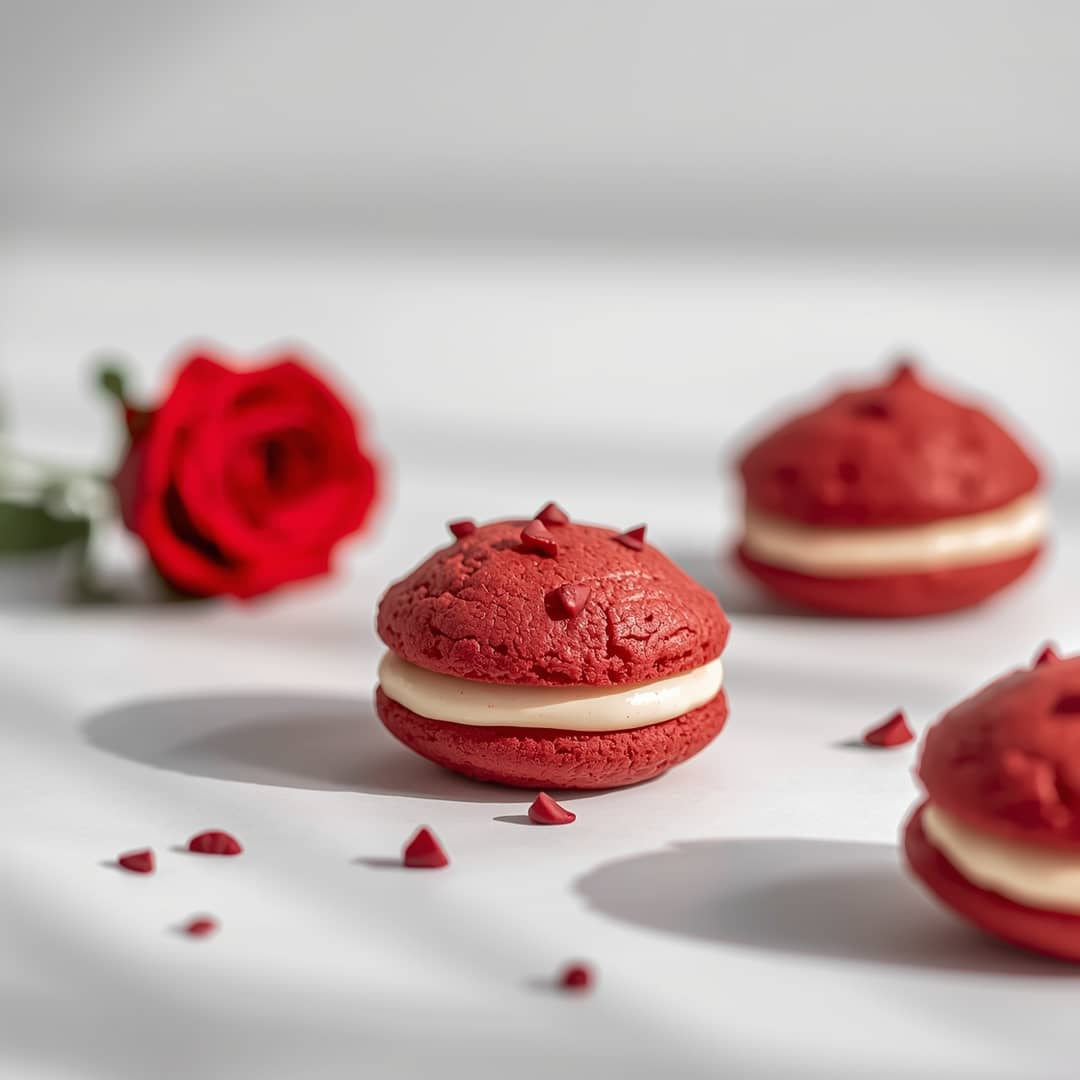 Red Velvet Rose Sandwich Cookies