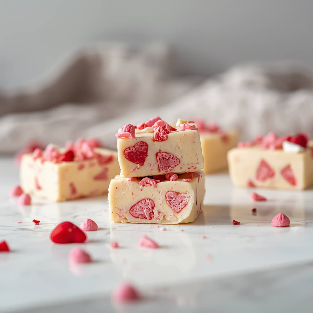 Valentine's Day Cake Batter Fudge