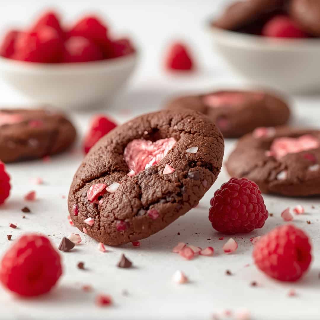 Valentine's Day Chocolate Raspberry Cookies