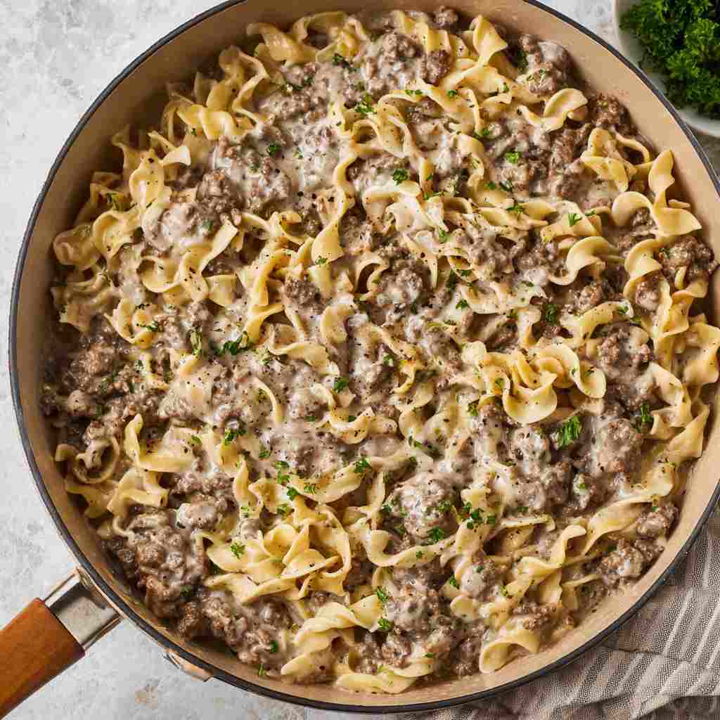 Creamy Ground Beef Stroganoff