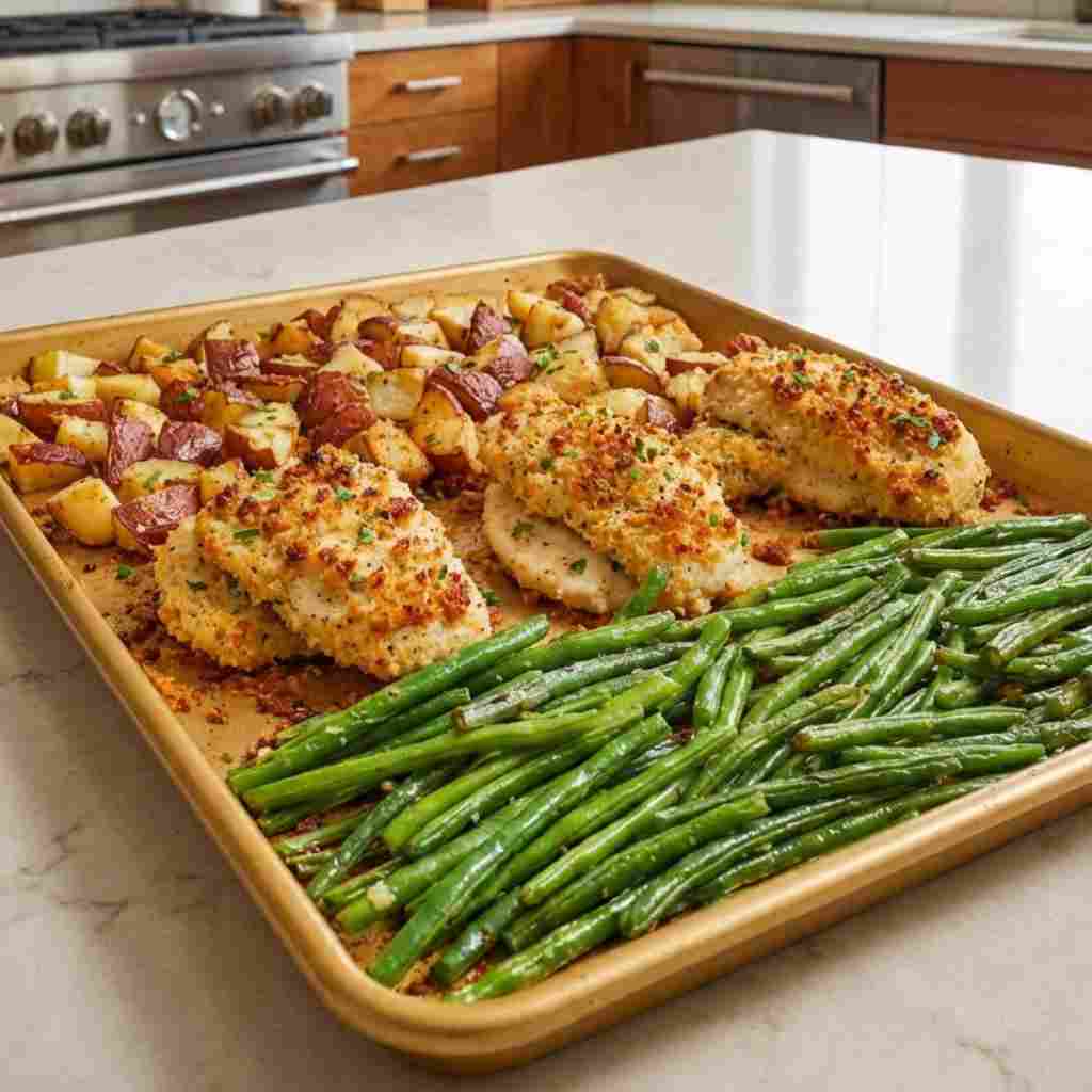 Parmesan Crusted Chicken Sheet Pan Dinner