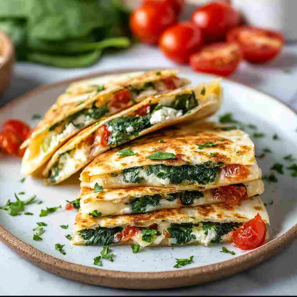 Spinach and Feta Quesadillas 