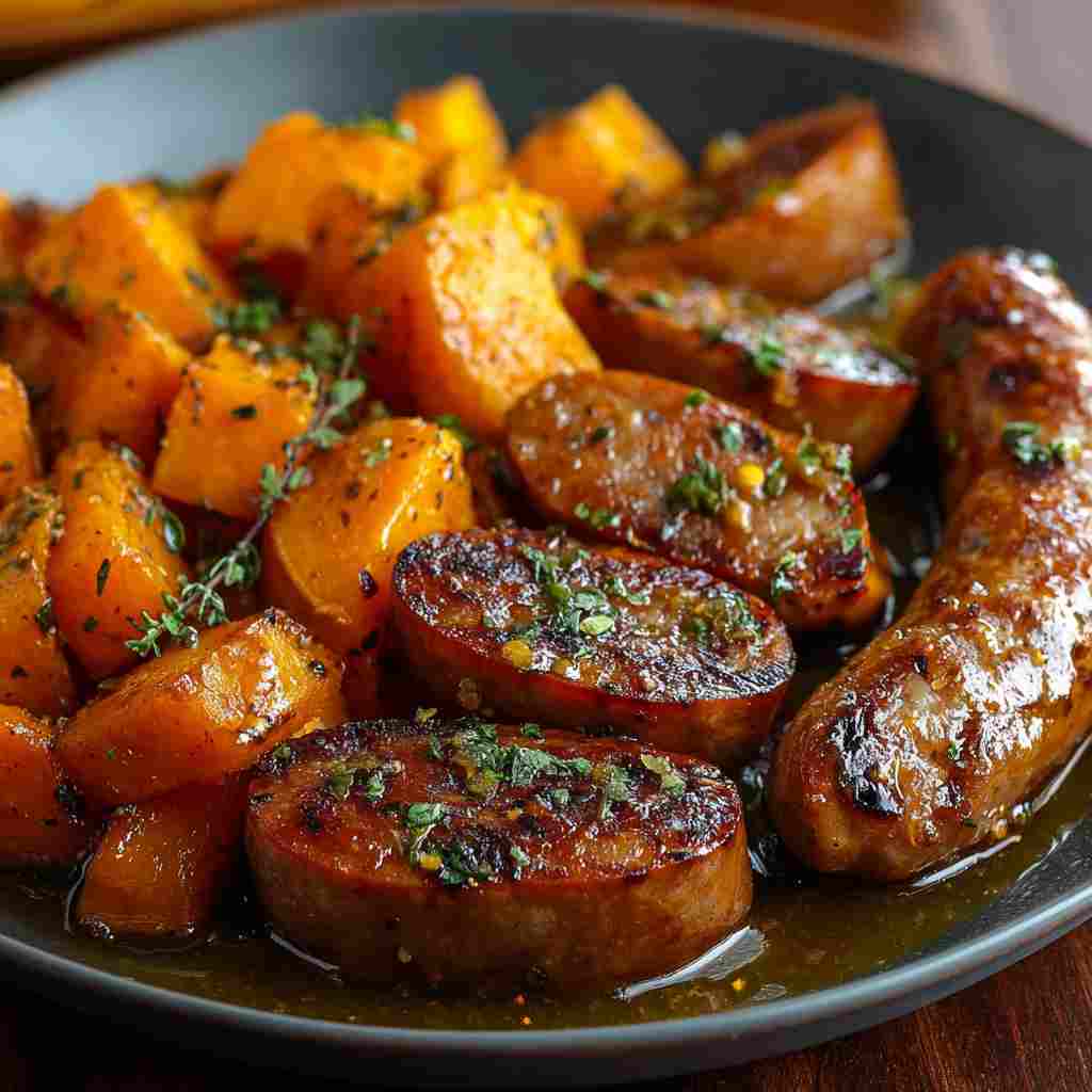Honey Garlic Sausage Sweet Potatoes