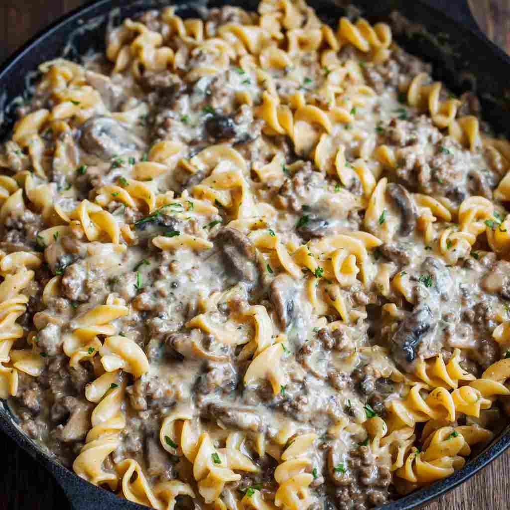 Creamy Ground Beef Stroganoff