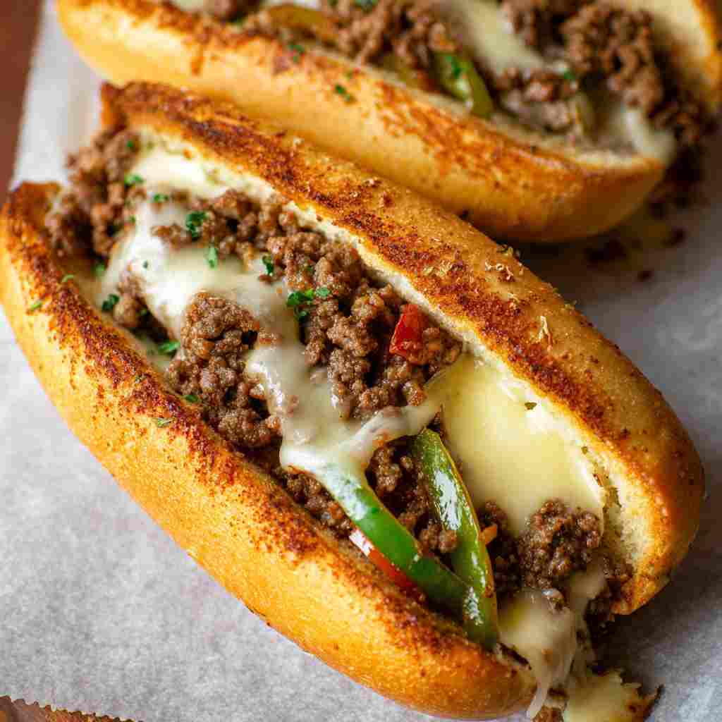 Ground Beef Philly Cheesesteaks