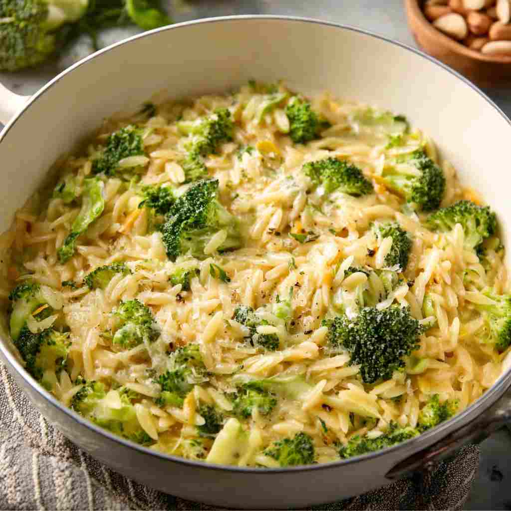 Broccoli Cheddar Orzo