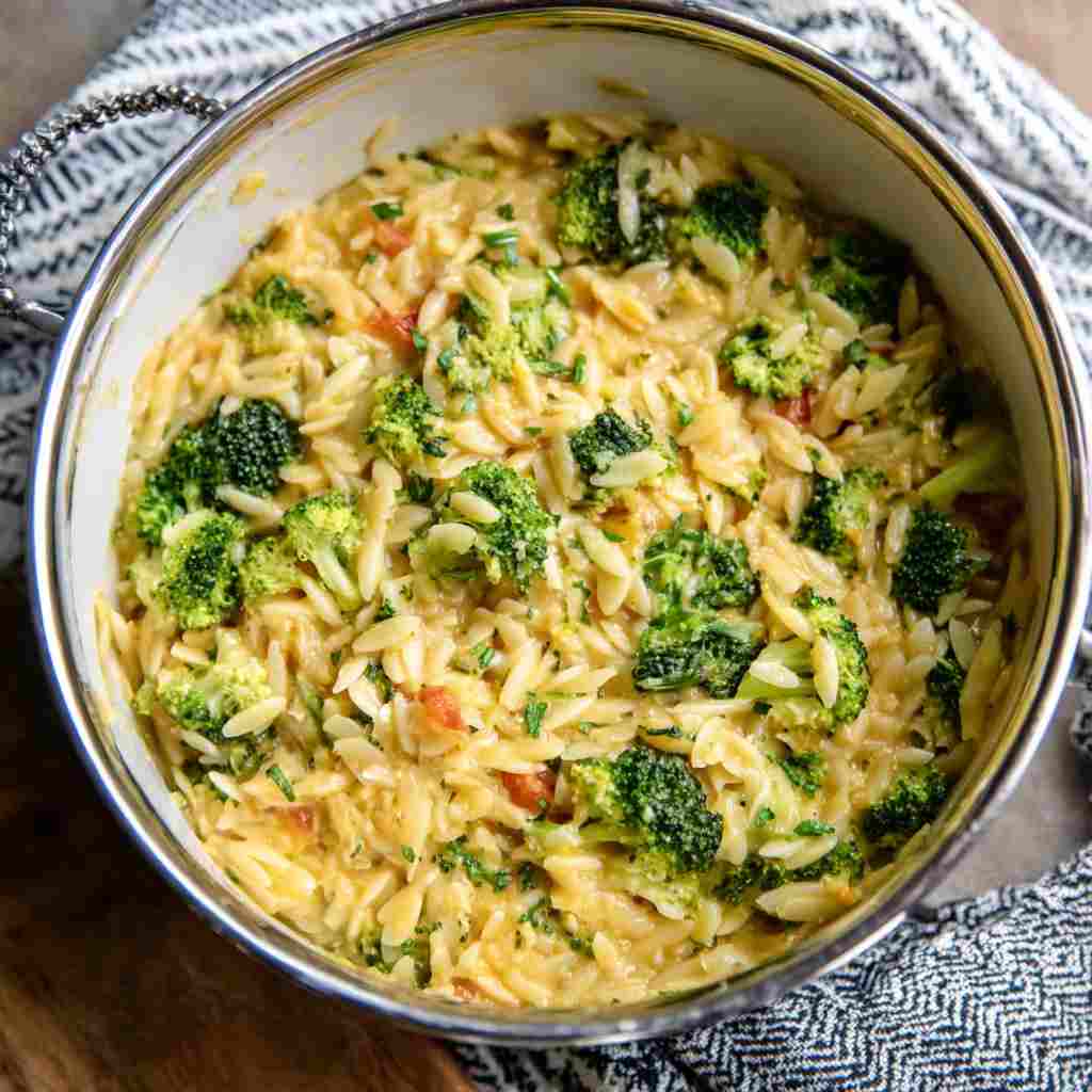 Broccoli Cheddar Orzo