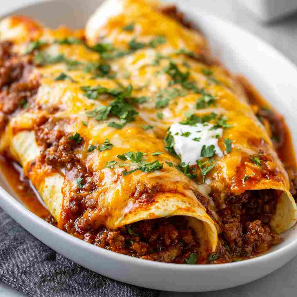 Cheesy Ground Beef Enchiladas