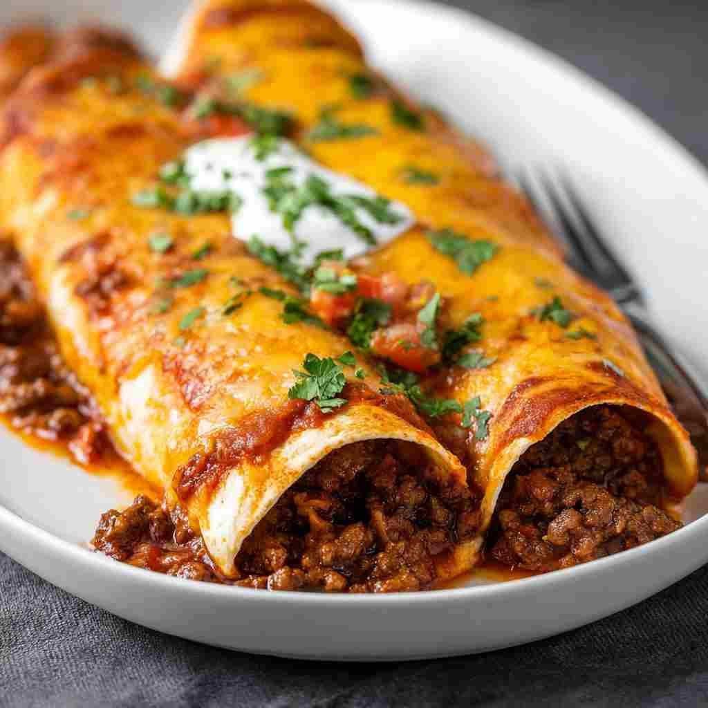 Cheesy Ground Beef Enchiladas
