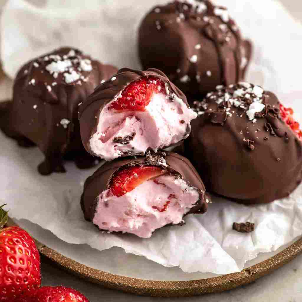 Chocolate Strawberry Frozen Yogurt Bites