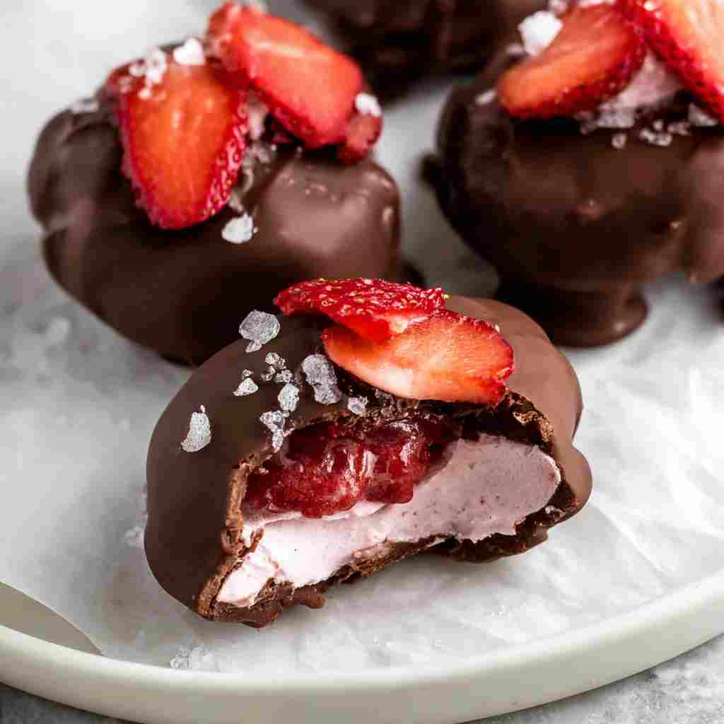 Chocolate Strawberry Frozen Yogurt Bites