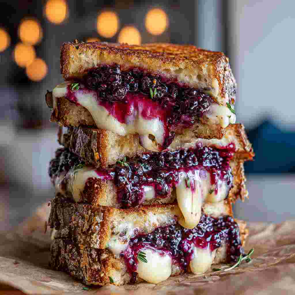 Blackberry Balsamic & Brie Grilled Cheese process