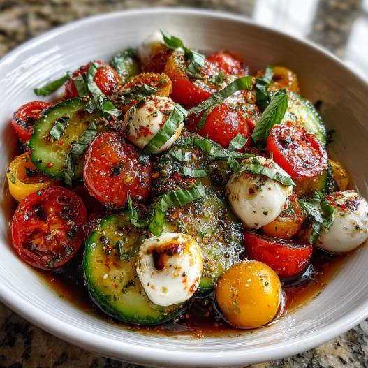 Easy Cucumber Caprese Salad