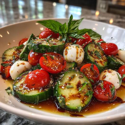 Easy Cucumber Caprese Salad process