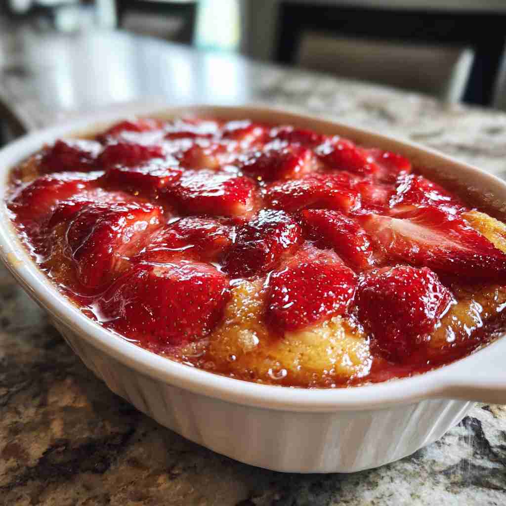 Easy Strawberry Rhubarb Pudding Dessert