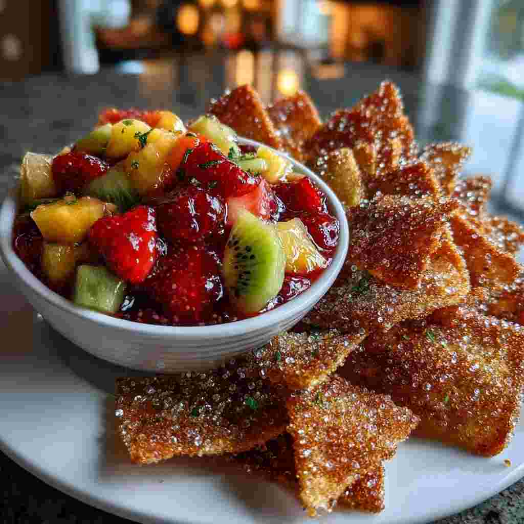 Fruit Salsa with Cinnamon Sugar Tortilla Chips process