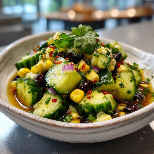 This Cucumber, Corn, Black Bean, and Avocado Salad Is Delicious and Filling process